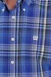 Cinch Men's Royal Blue, Cream & Black Plaid Shirt