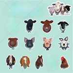Livestock Wearing Turquoise Sticker Decals