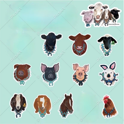 Livestock Wearing Turquoise Sticker Decals