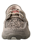 Twisted X Women's Grey Tooled Boat Shoe Driving Mocs