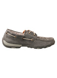 Twisted X Women's Grey Tooled Boat Shoe Driving Mocs