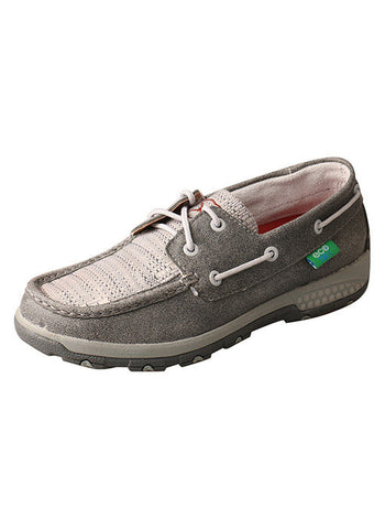 Twisted X Women's Eco Grey Cellstretch Casual Boat Shoe Driving Mocs