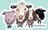 Livestock Wearing Turquoise Sticker Decals