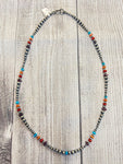 Navajo Pearl Necklace with Multi Colored Stones
