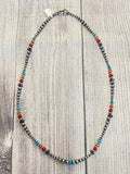 Navajo Pearl Necklace with Multi Colored Stones