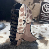 Light Brown & White Cheetah Print Boot Claw Clip