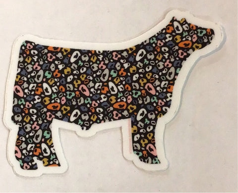 Colorful Leopard Steer Sticker