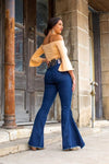 Mid Wash High Waisted Bell Bottom Jean