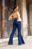 Mid Wash High Waisted Bell Bottom Jean