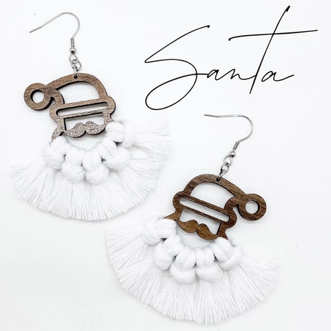 Macrame Santa Earrings