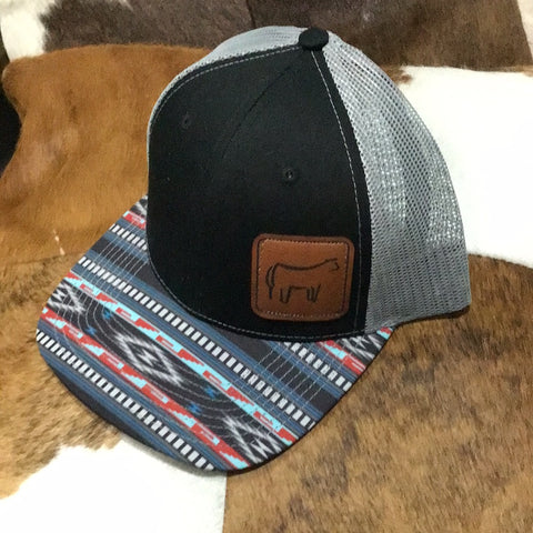 Black Aztec Cow Patch Cap