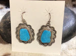Turquoise & Sterling Silver Stamped Earrings