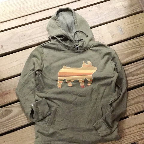 Sage Sweatshirt with Aztec Pig Appliqué