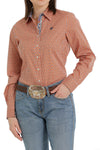 Cinch Women's Orange & Blue Diamond Print Shirt