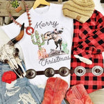 Tan Bucking Horse Christmas Tee