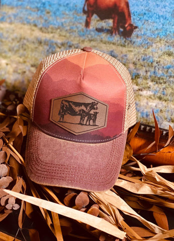 Sunset Cap with Cow/Calf Patch