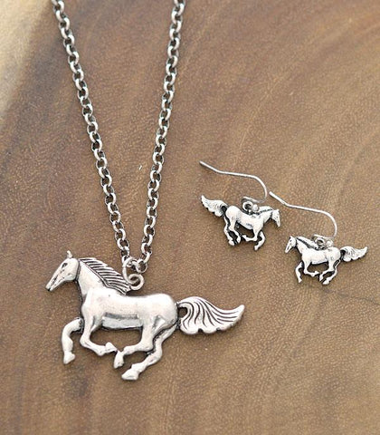 Western Horse Necklace & Earring Set