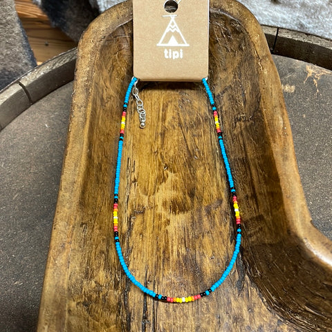 Teal Serape Bead Necklace