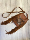 Dark Brown Brands with Tan Fringe Purse Crossbody Purse