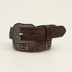 Ariat Floral Tooled Longhorn Head Concho Belt