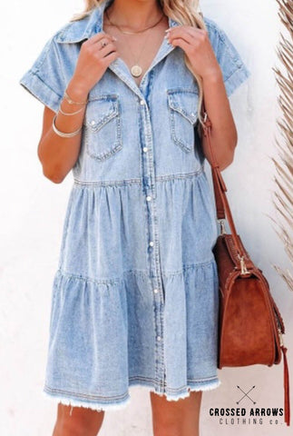 Short Sleeve Denim Dress