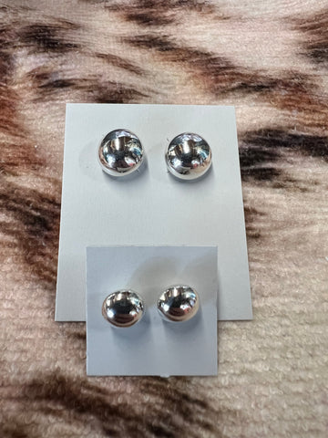 Silver Pearl Post Earrings- Small/Large