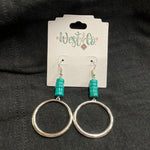 Silver Hoops With Turquoise Beaded Accents Earrings