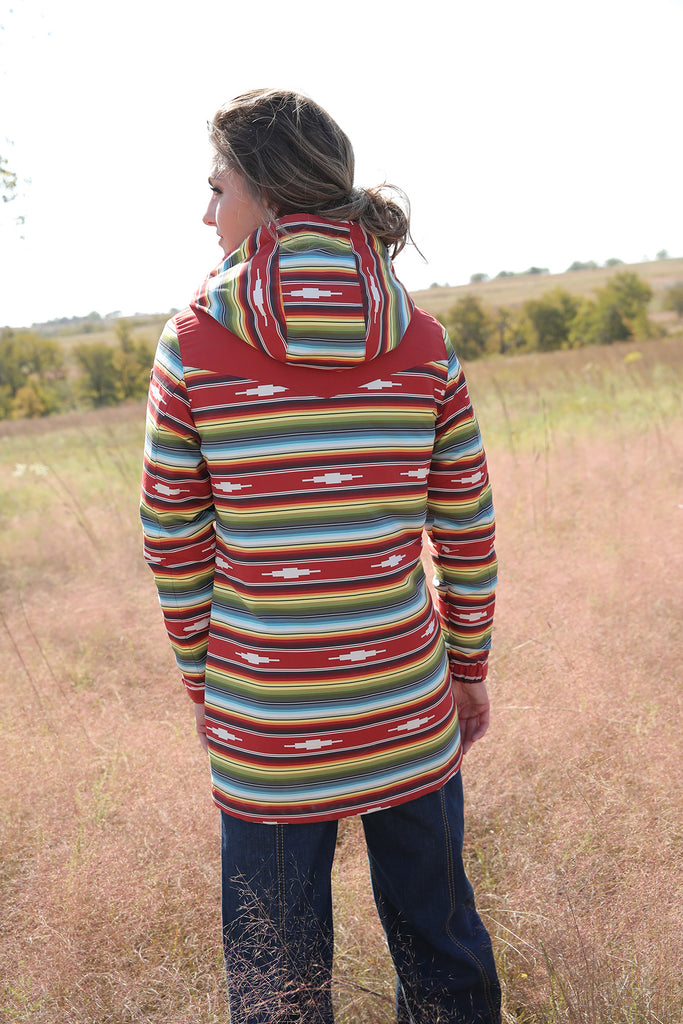 Cruel Girl Blanket Serape Stripe Hooded Jacket Horse Creek