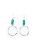 Silver Hoops With Turquoise Beaded Accents Earrings