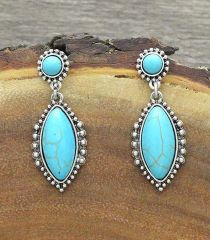 Turquoise Dangle Earring 2 Stone