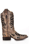 Corral Women’s Brown Inlay Flowered Embroidery with Studs & Crystals Boot