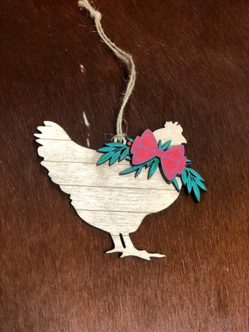 Chicken-Wooden Shiplap Christmas Ornament