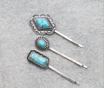 Turquoise Diamond Bobby Pin Set