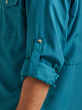 Wrangler Men’s Preformance Solid Shirt-Deep Teal