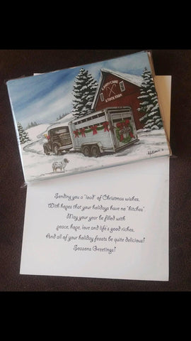CJ Brown Christmas Card “Candy Cane Stock Farm”