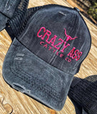 Crazy Ass Distress Charcoal & Pink Ponytail Cap