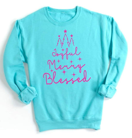 Turquoise Joyful Merry & Blessed Sweatshirt