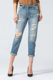 Distressed Paint Splatter Boyfit Jean