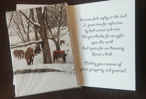 CJ Brown Christmas Card “Herefords in Trees”