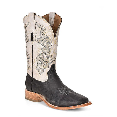 Corral Men’s Distressed Black & White Embroidery Boot