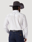 Wrangler Men's Dobby Stripe Snap Shirt-White