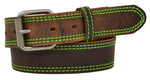 Distressed Brown Belt with Neon Green
