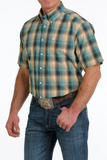 Cinch Men's Teal Plaid Print Shirt