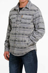 Cinch Men's Aztec Print Polar Fleece Shirt Jacket - Blue