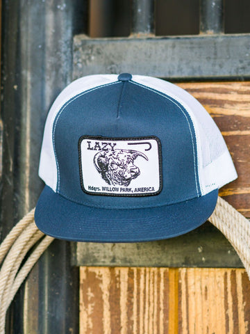 Lazy J Ranch Wear Navy & White Cattle Headquarters Cap