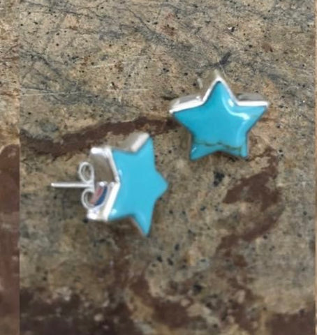 Turquoise & Sterling Silver Star Earrings