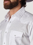 Wrangler Men's Dobby Stripe Snap Shirt-White