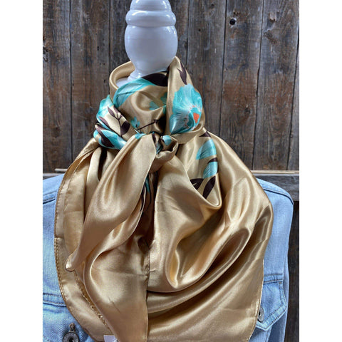 Gold & Turquoise Floral Wild Rag