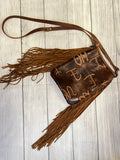 Dark Brown Brands with Tan Fringe Purse Crossbody Purse