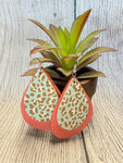 Flamingo Pink and Mint Leopard Cork Double Teardrop Earrings